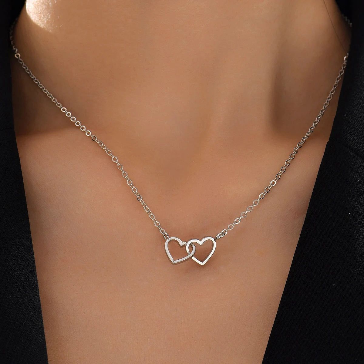 Elegant Double Heart Necklace - Timeless Love Design