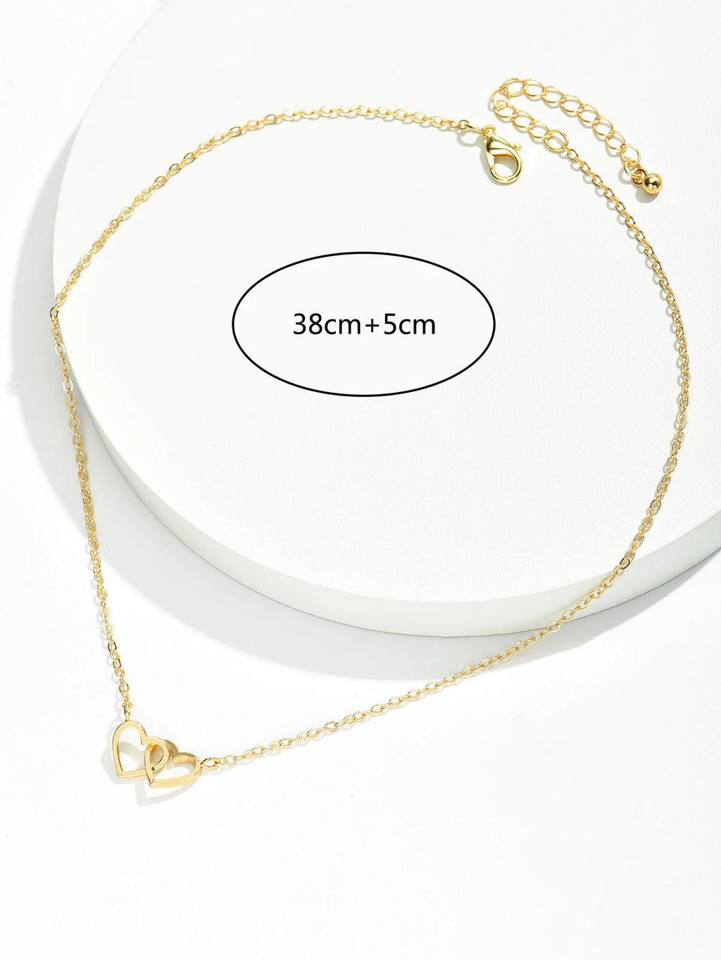 Colar de corrente duplo coração oco para mulheres, pequenas jóias bonitas amor, moda dia dos namorados