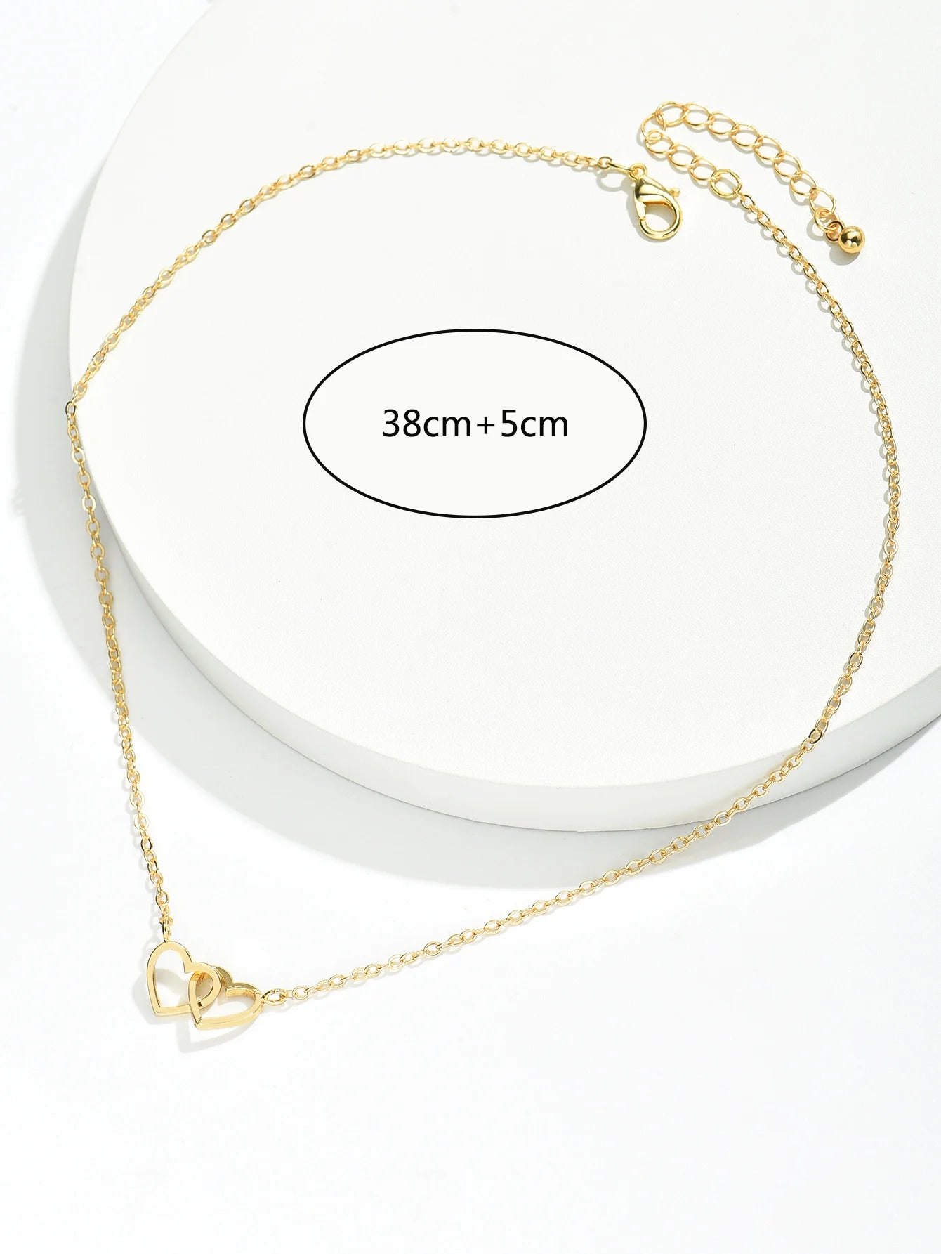 Colar de corrente duplo coração oco para mulheres, pequenas jóias bonitas amor, moda dia dos namorados