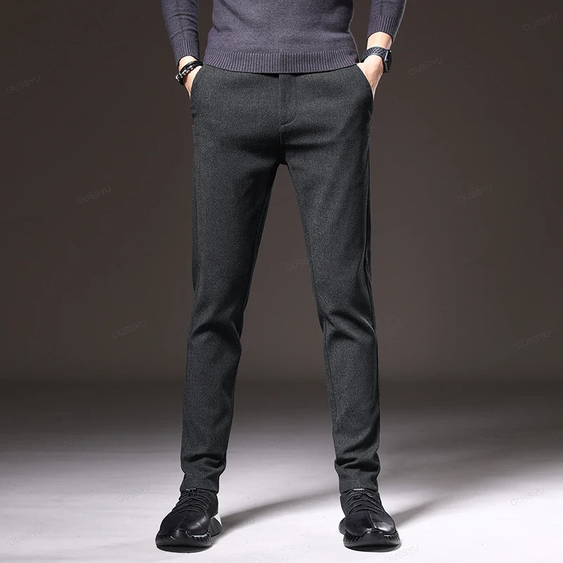 2025 novo outono inverno calças casuais dos homens grosso negócios moda coreia fino ajuste estiramento masculino ao ar livre presente roupas de marca
