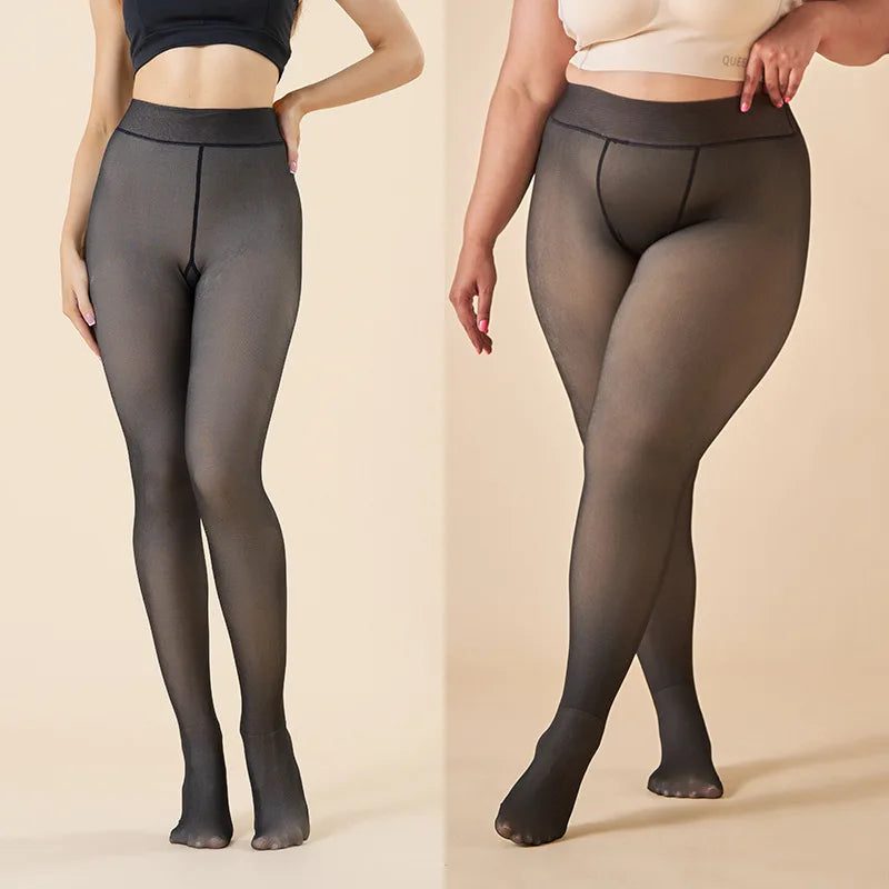 Engrossar meias térmicas leggings mulheres inverno velo veludo meias térmicas cintura alta elástica magro sexy translúcido meia-calça