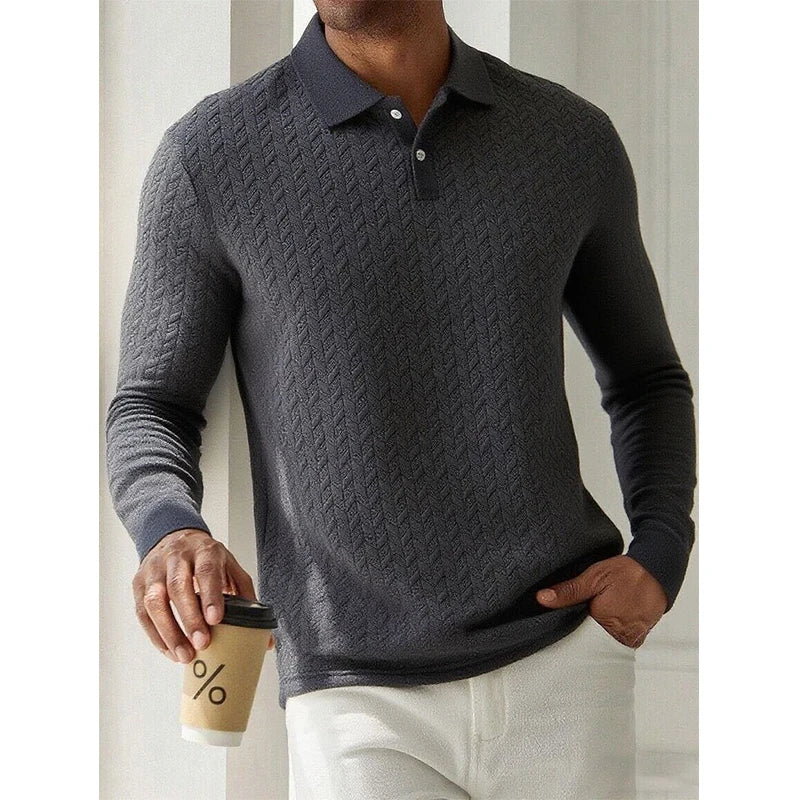 Elegant Long Sleeve Men's Polo Shirt