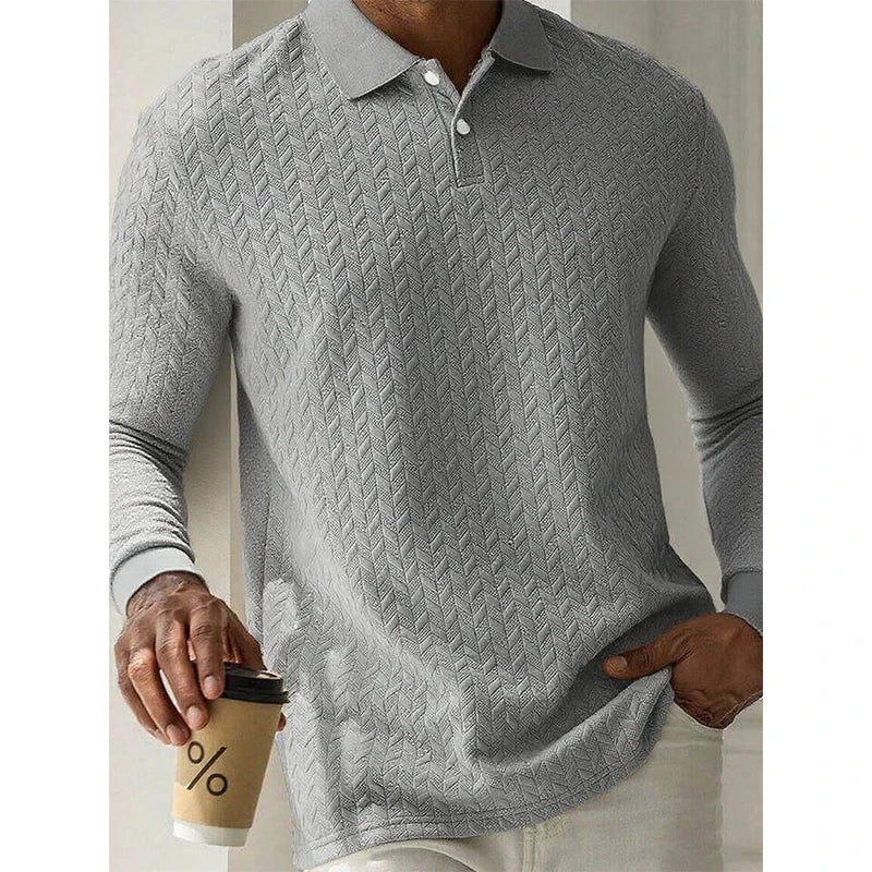 Elegant Long Sleeve Men's Polo Shirt