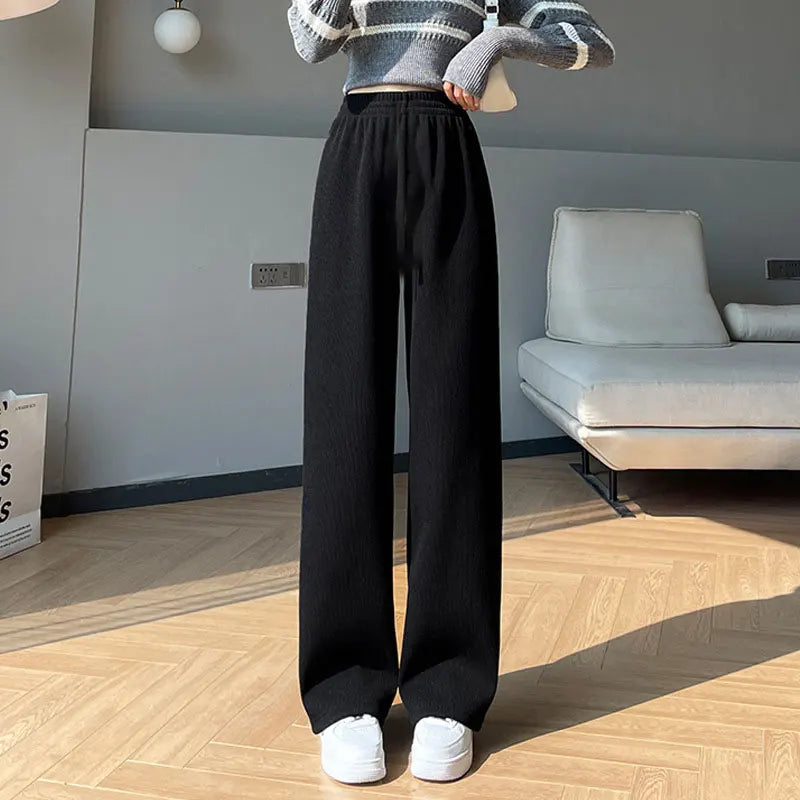 Women's High-Waist Wide-Leg Wool Pants - Winter Chic
