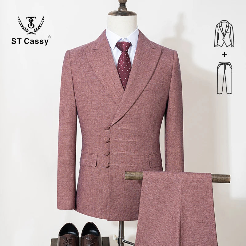 ST Cassy Elegant Men's Double-Breasted Suit