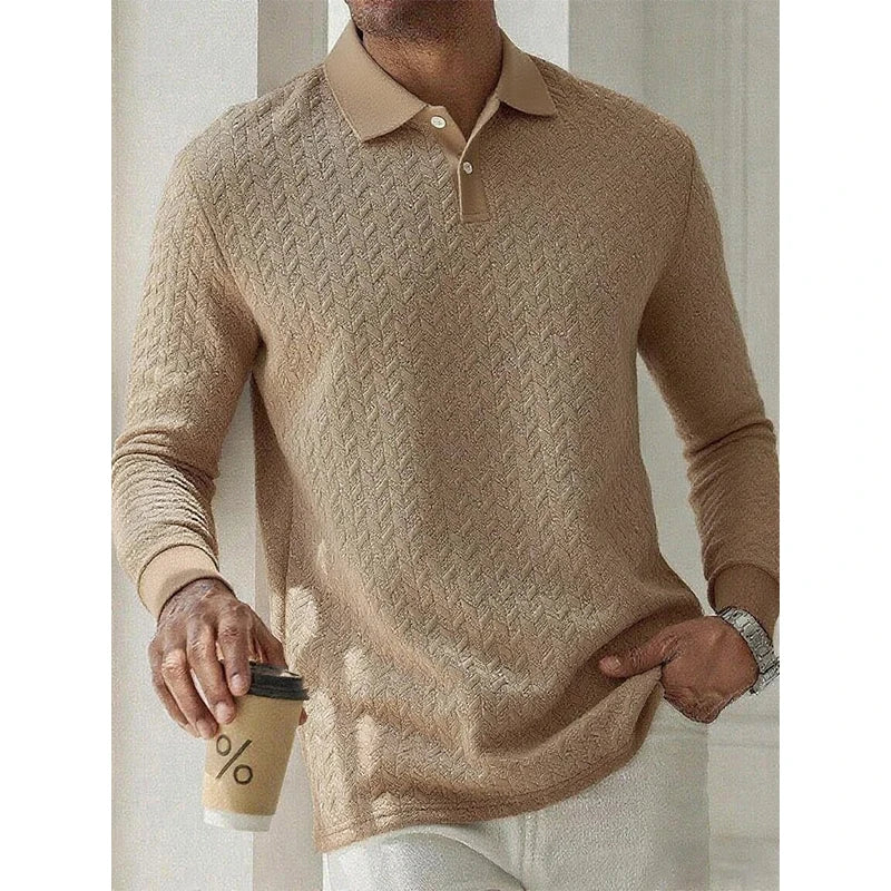 Elegant Long Sleeve Men's Polo Shirt