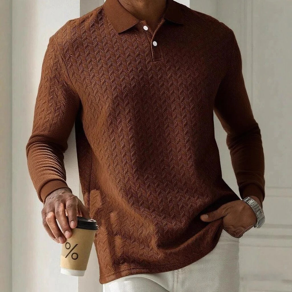 Elegant Long Sleeve Men's Polo Shirt