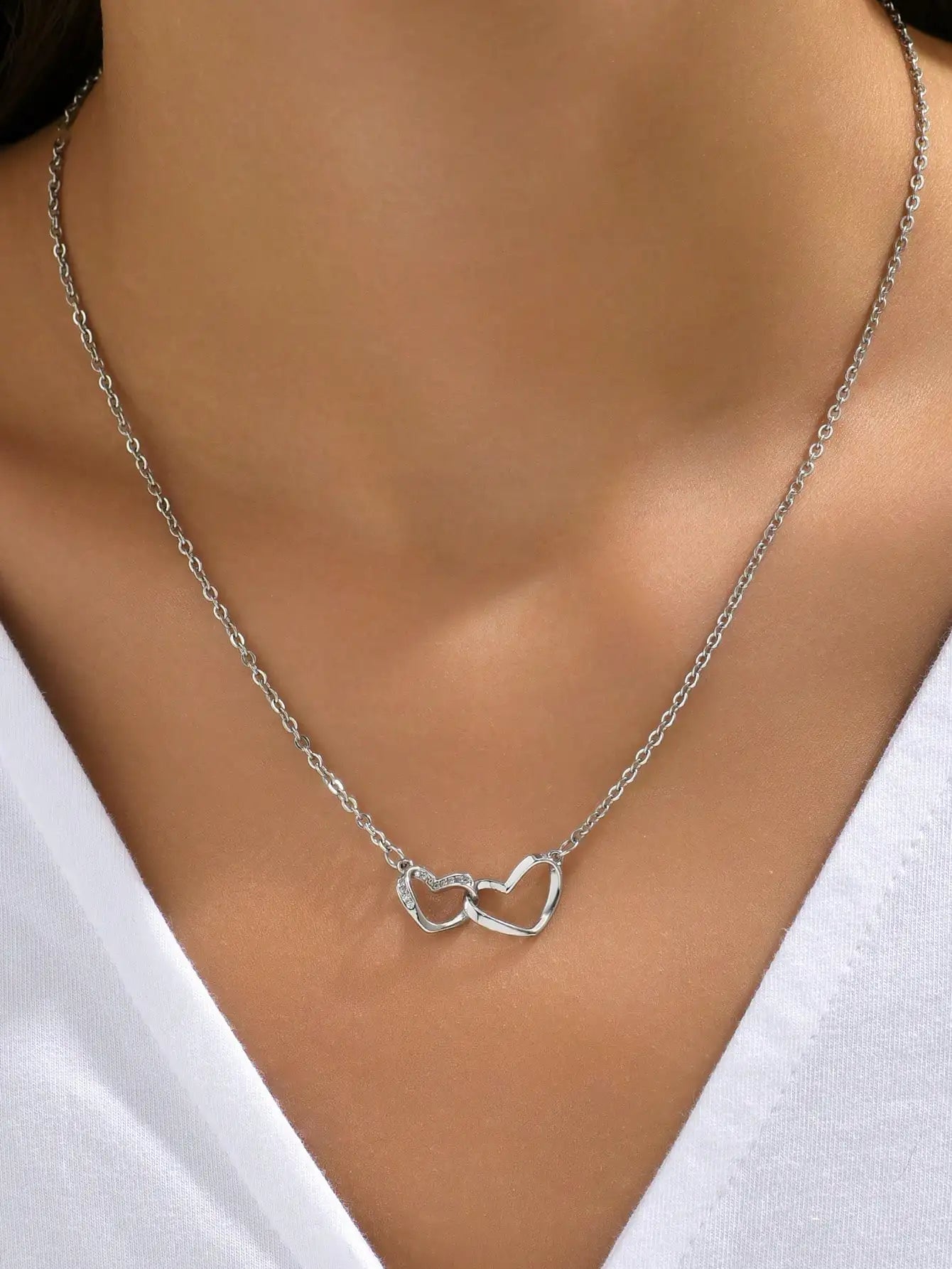 Elegant Double Heart Necklace - Timeless Love Design