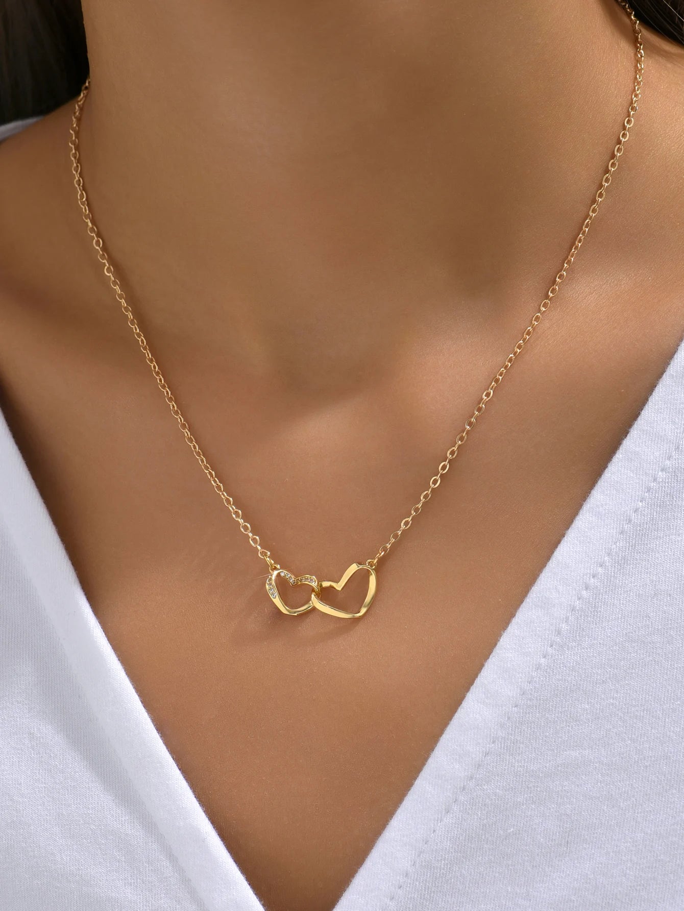 Elegant Double Heart Necklace - Timeless Love Design