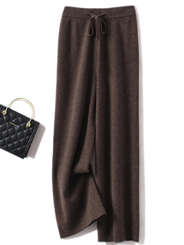 Luxurious Women's Merino Wool Wide-Leg Pants
