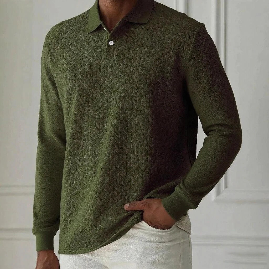 Elegant Long Sleeve Men's Polo Shirt
