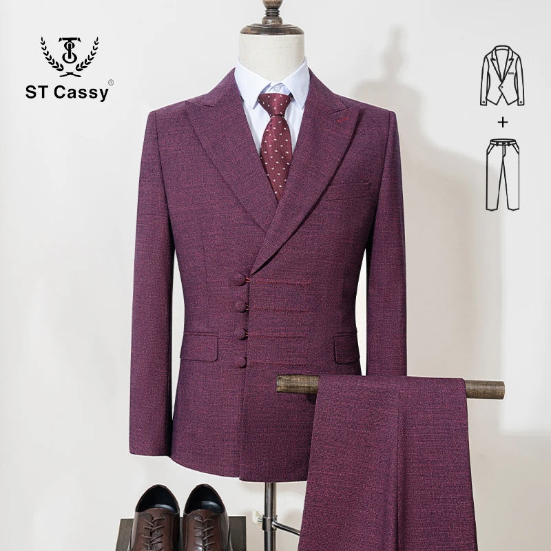 ST Cassy Elegant Men's Double-Breasted Suit