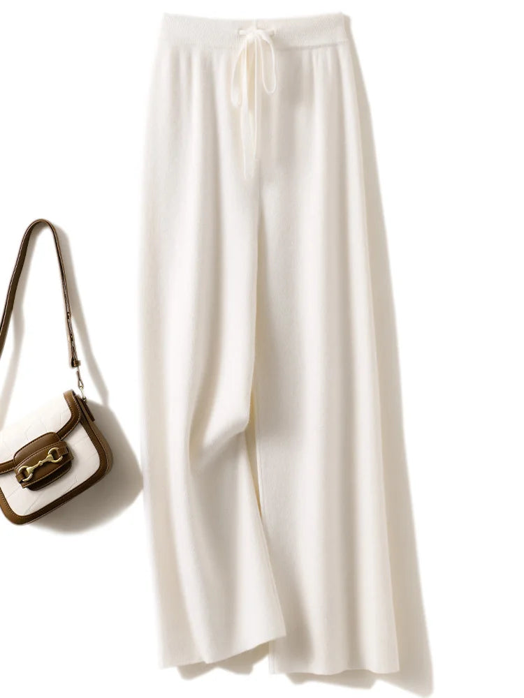 Luxurious Women's Merino Wool Wide-Leg Pants