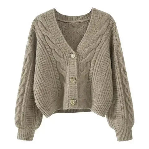 Elegant V-Neck Retro Cardigan - Cozy Winter Style