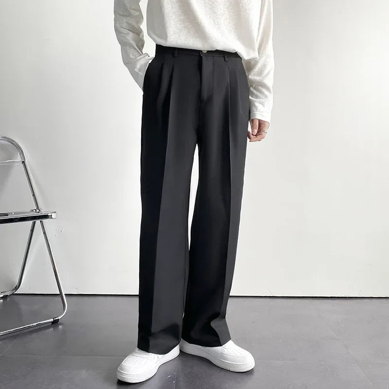 Elegant Wide-Leg Men's Trousers - Korean Style