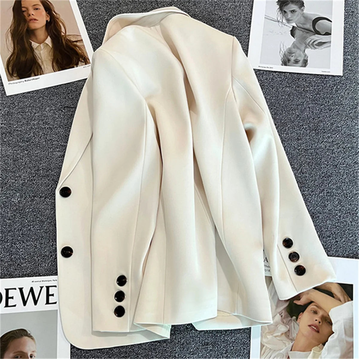 Jaqueta feminina nova na moda coreana pequeno terno superior marrom terno casaco roupas soltas temperamento reto fino blazer para mulher chique