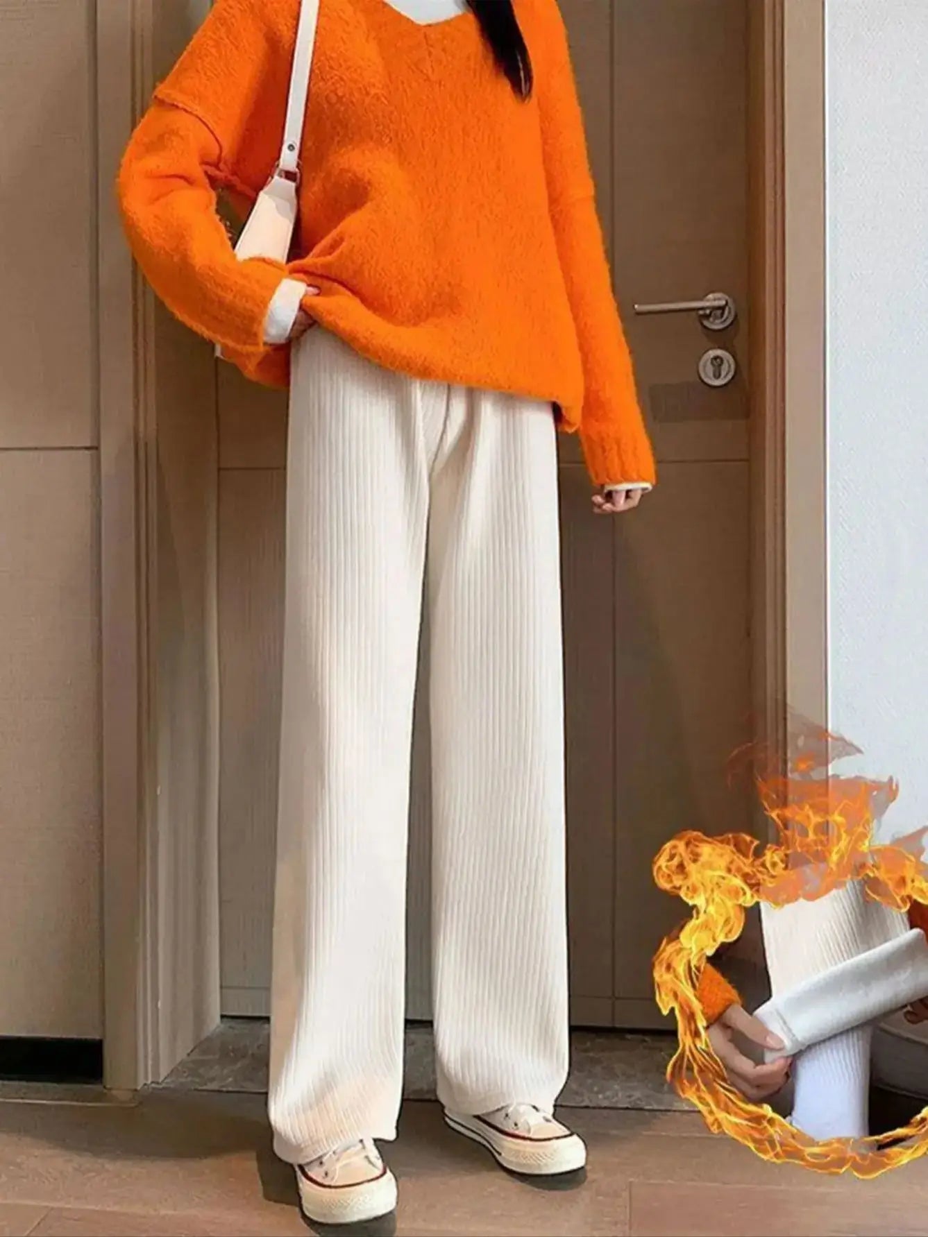 Women's High-Waist Wide-Leg Wool Pants - Winter Chic