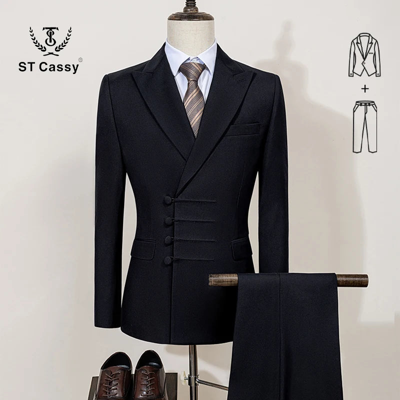 ST Cassy Elegant Men's Double-Breasted Suit