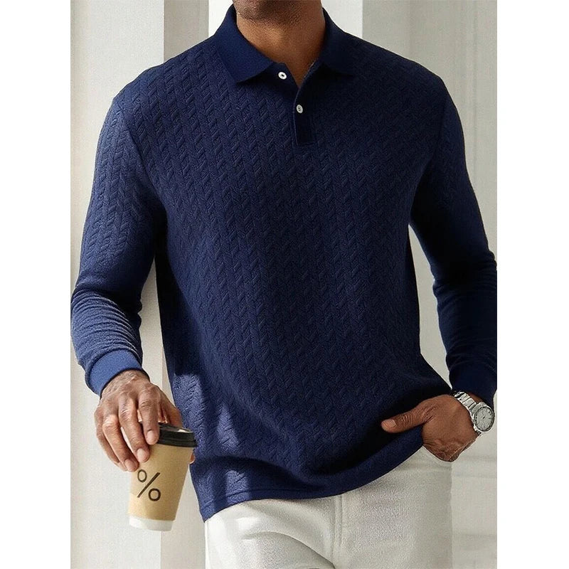 Elegant Long Sleeve Men's Polo Shirt