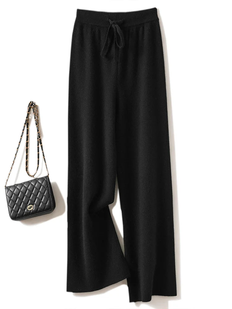 Luxurious Women's Merino Wool Wide-Leg Pants