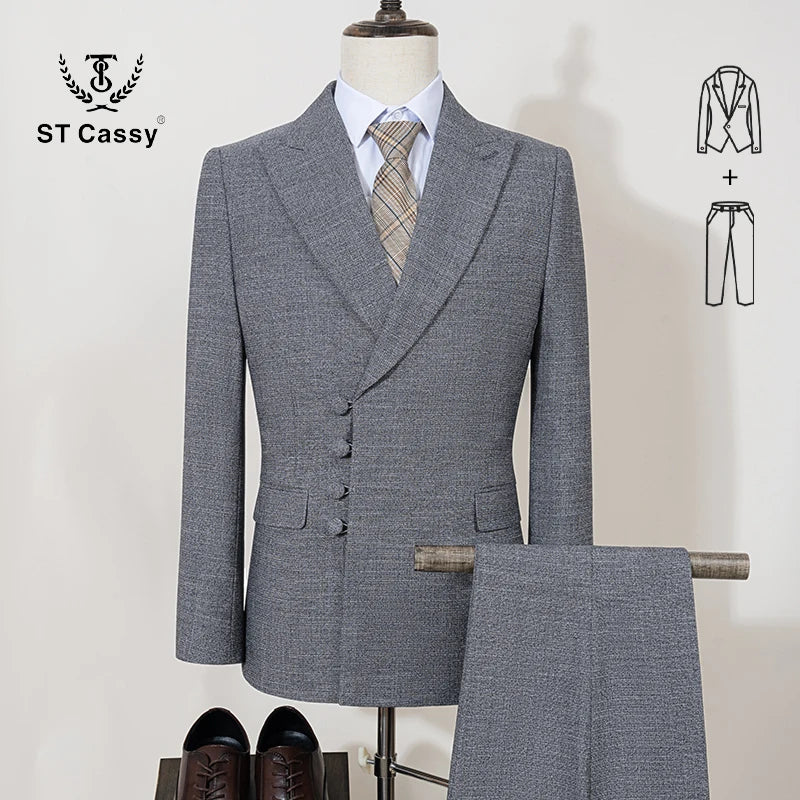 ST Cassy Elegant Men's Double-Breasted Suit